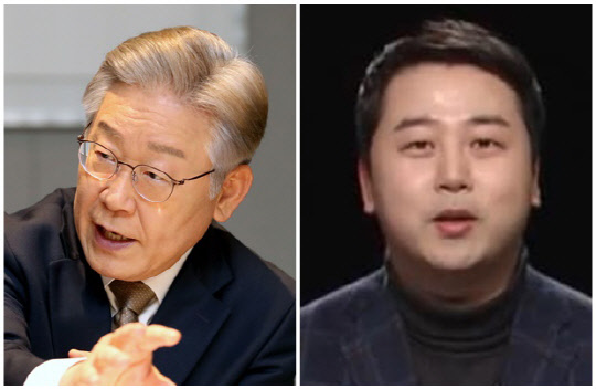 이재명(왼쪽) 더불어민주당 대선 후보와 장예찬 윤석열 캠프 청년특보. 연합뉴스